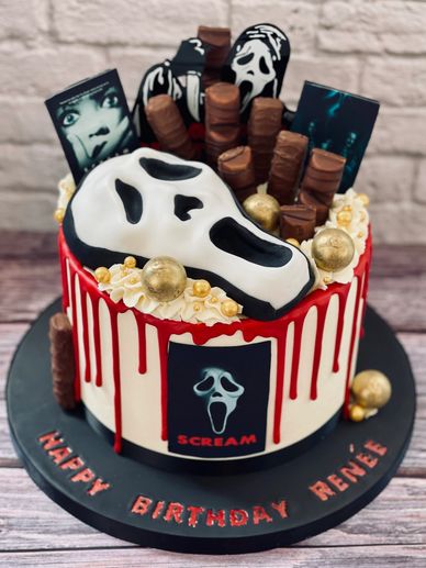 Ghostface Scream themed Drip Cake