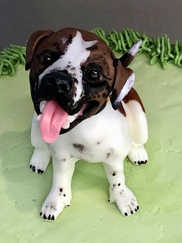 Super cute Staffy dog cake topper - personalised cake topper made of edible modelling paste