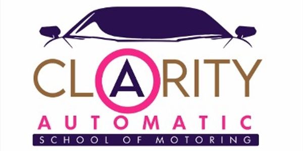 Logo of Clarity Automatic School of Motoring with bold text and car silhouette.