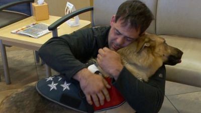 A Marine reunited with his dog.