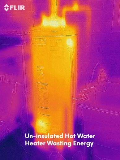 Hot water heater energy waste shown using thermal imaging