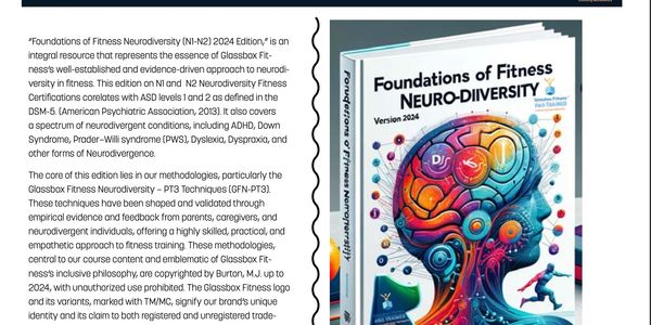 Book cover of Foundations of Fitness Neurodiversity 2024 Edition with colorful brain art.