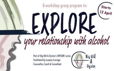 Advert for 8-workshop program called: 'Explore your relationship with alcohol'