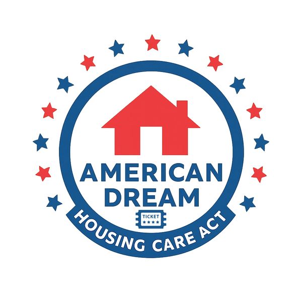 Responsible AI = American Dream. Housing Care Act logo. American Dream Lottery. Affordable Housing.