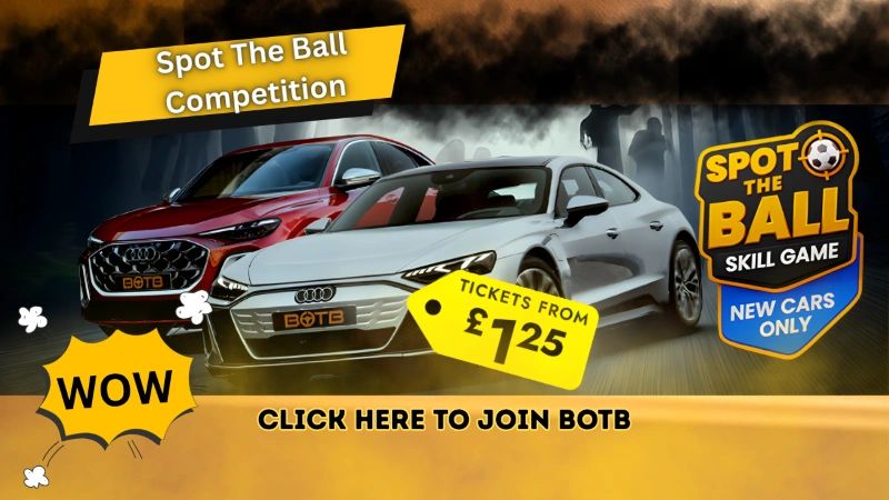 Spot the Ball competition with new cars and tickets from £1.25.