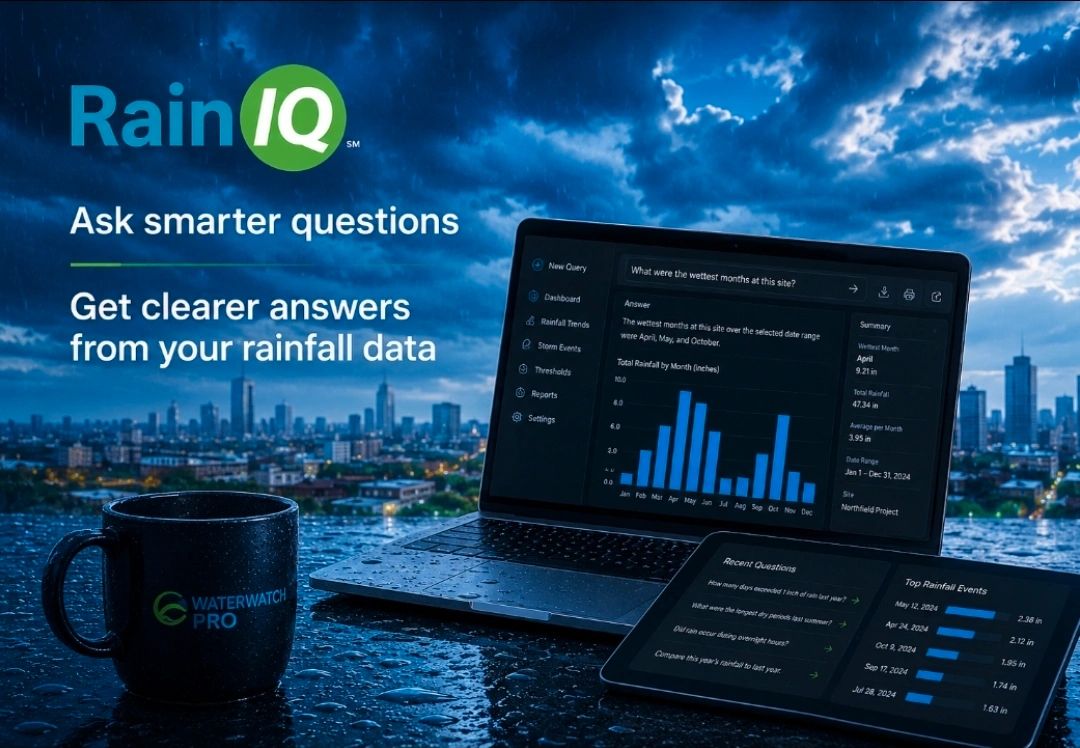 RainIQ app offers smart questions and clear answers from rainfall data with WaterWatch Pro.