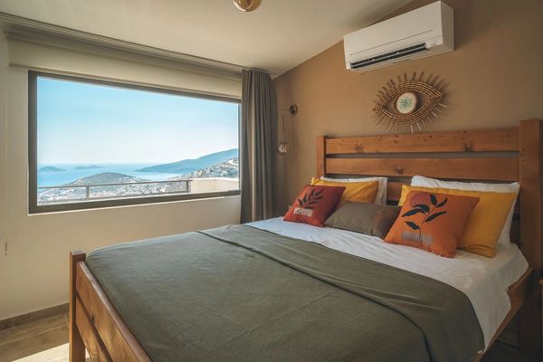 bedroom with a sea view