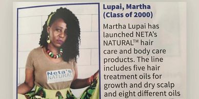 Martha Lupai the creator and founder of Neta’s Natural features in TSU News, she graduated from TSU