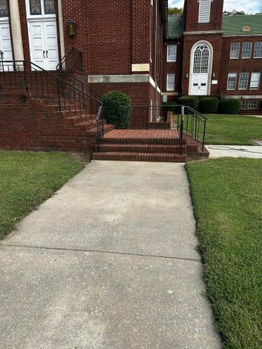 Cleaned walkway at First Baptist Church