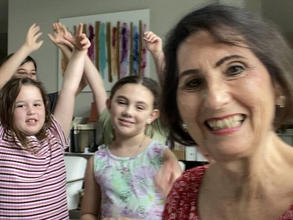 Children with human Take a selfie