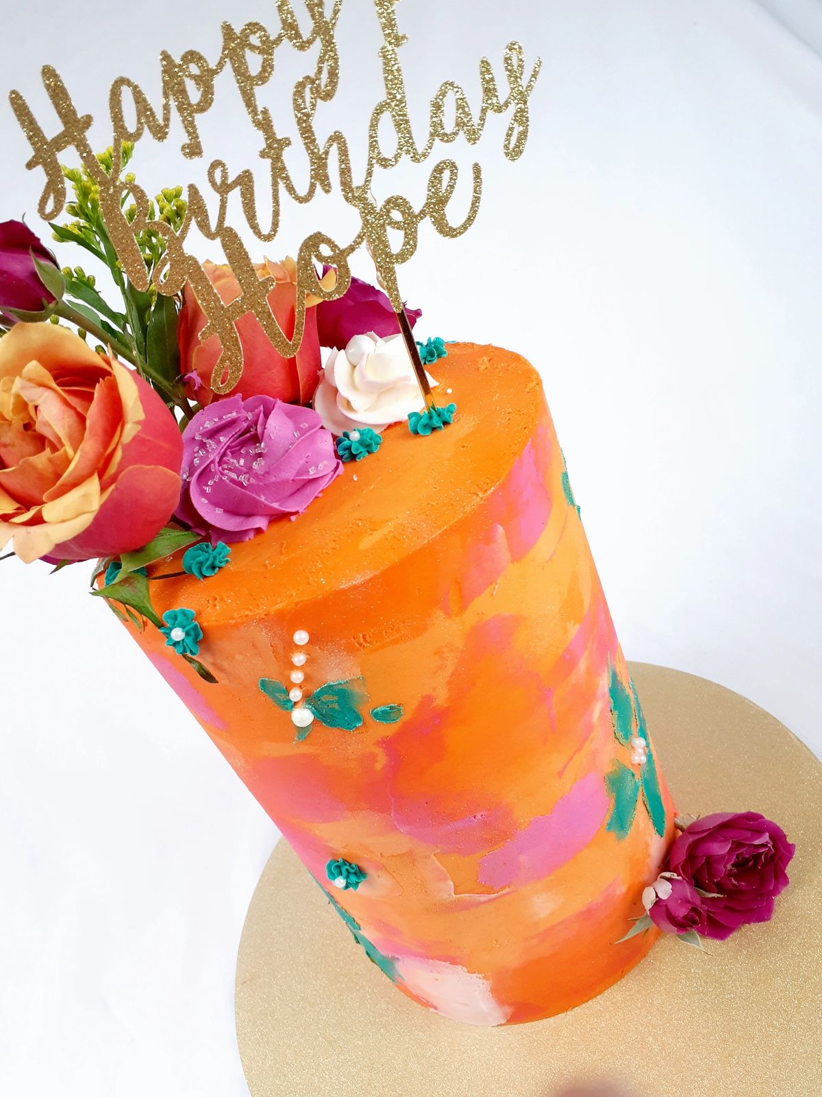 Spring Beauty is a 9in tall and 6in wide fresh beauty funfetti flavored cake with vanilla buttercrem