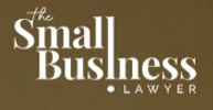 Logo of The Small Business Lawyer with a brown background.