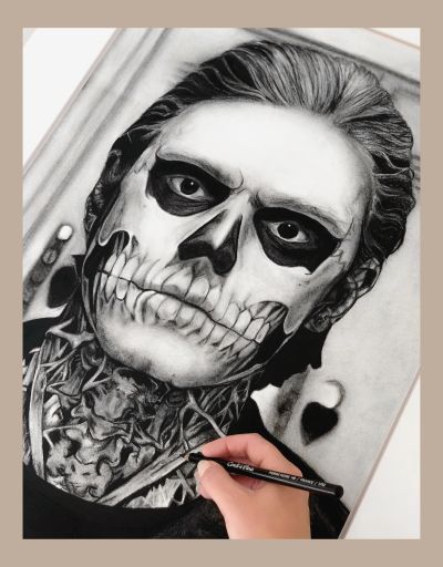 Portrait classique à la pierre noire en cours par Lysa Karell