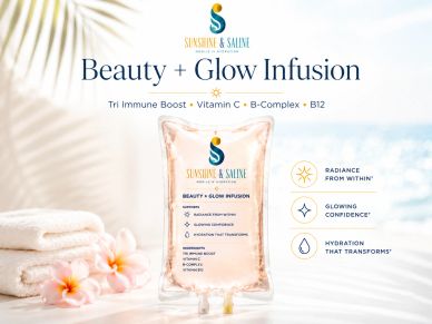 Beauty + Glow infusion with vitamins and immune support.