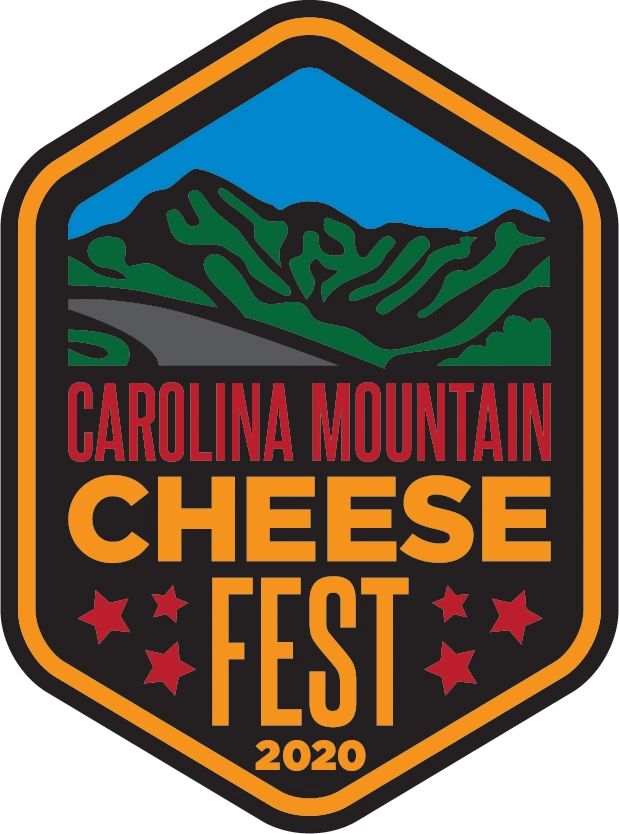 Logo for Carolina Mountain Cheese Fest 2020 with mountain and star graphics.