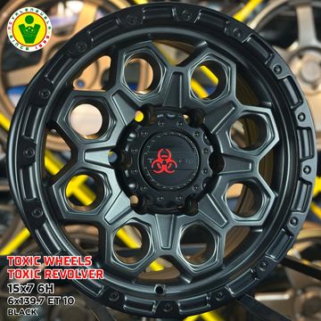 Matte black Toxic Revolver wheel with aggressive design.
