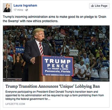 Laura Ingraham and Fox News editorial news of Donald Trump campaign