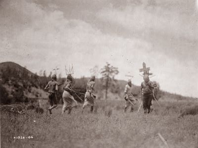Apache men dancing. Photo taken by Edward Curtis ca. 1906. Courtesy of the Library of Congress.