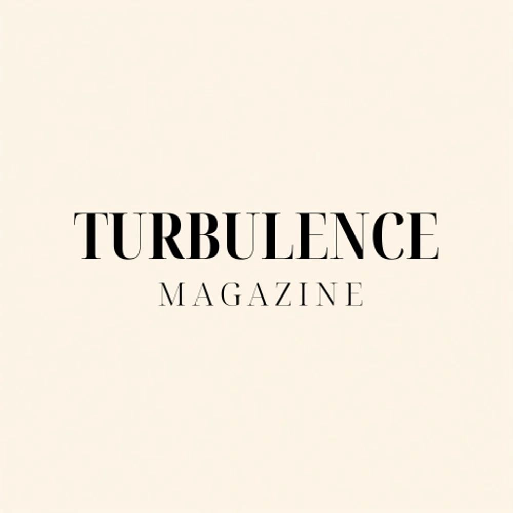 Turbulence Magazine logo on a beige background.