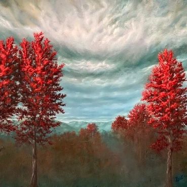 Original oil painting of an autumn landscape