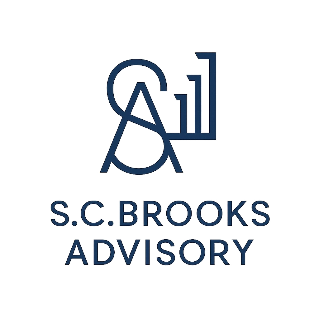 Logo for S.C. Brooks Advisory with stylized letters.