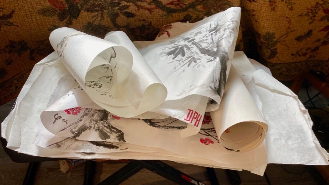 Chinese brush-paintings and calligraphy practice