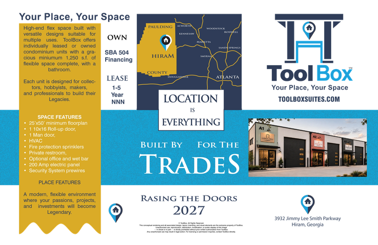 Flexible, high-end flex space for lease in Hiram, Georgia at ToolBox.