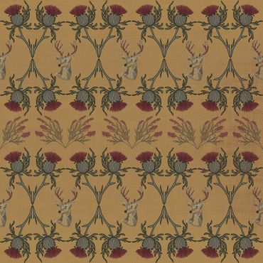 Surface pattern design, highland retreat, pattern, thistle, sustainable, licensing, flora, fauna,