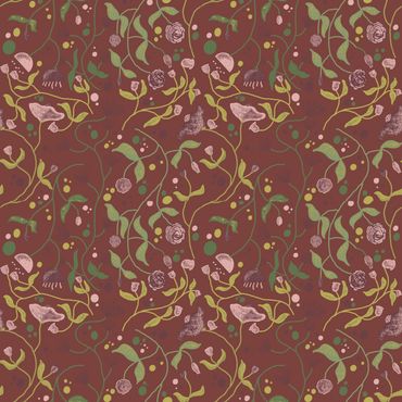 Surface pattern design, meadow, pattern, poppies, sustainable, licensing, flora, fauna, leaves,