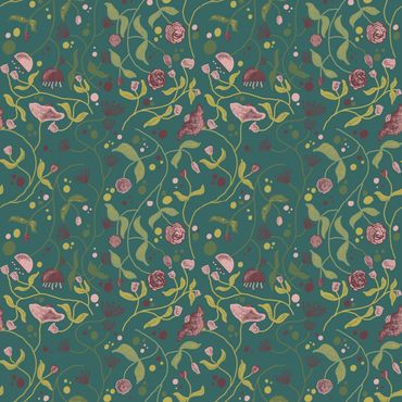 Surface pattern design, meadow, pattern, poppies, sustainable, licensing, flora, fauna, leaves,