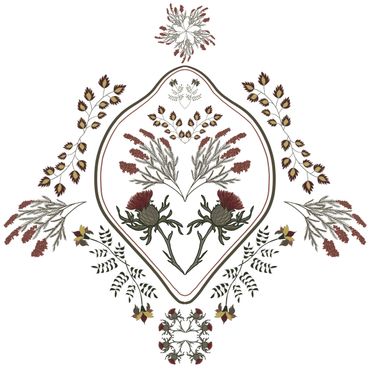 Surface pattern design, highland retreat, pattern, thistle, sustainable, licensing, flora, fauna,