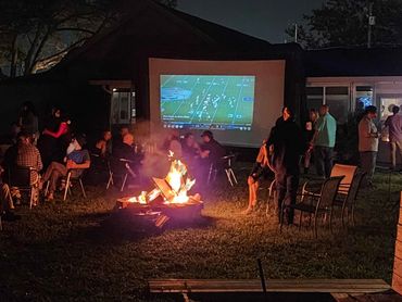 Football by the bonfire.