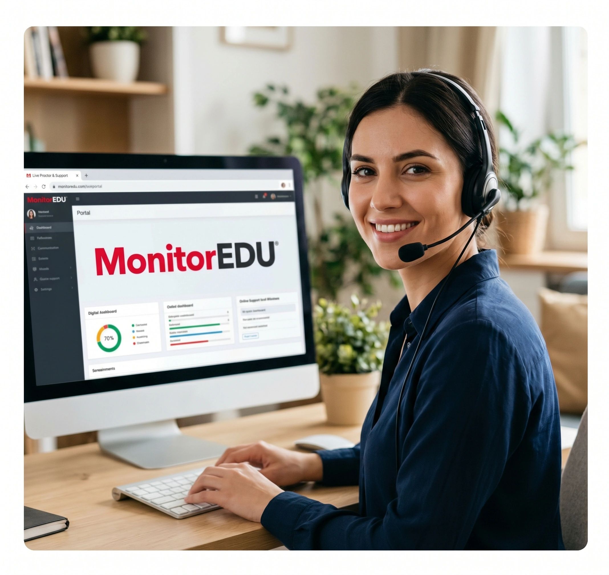 A live remote proctoring looking at a MonitorEDU Dashboard
