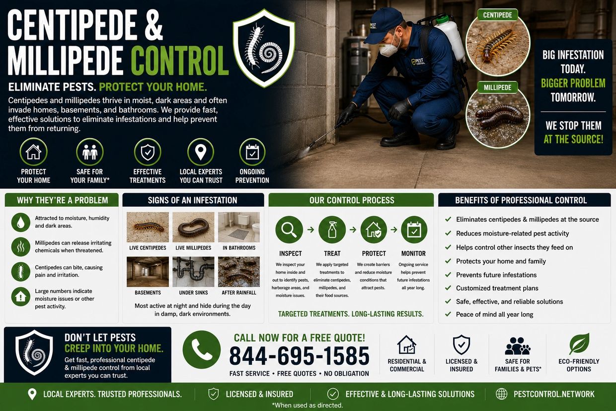 Centipede & Millipede Control Services Near You. Pest Control Centipede & Millipede