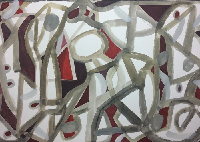 'Simplifications Red Series #1" a contemporary watercolor work on paper by Gita Lloyd