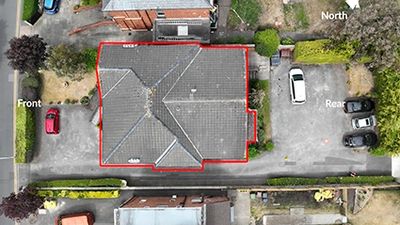 drone roof inspection of apartments. Plan view