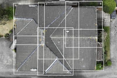 over view "key" image for a roof survey showing each area