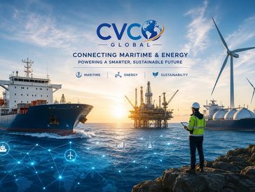 A professional overseeing maritime, energy, and sustainability operations at sunset.