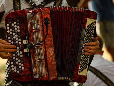 Cantante folclor vallenato colombiano de la costa caribe tocando un acordeon.