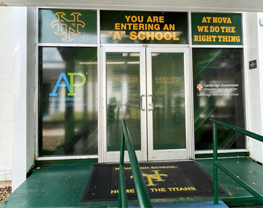 custom printed windows with vinyl film graphics and custom installation.