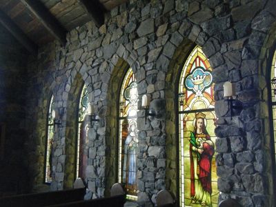 Stone chapel with arched windows