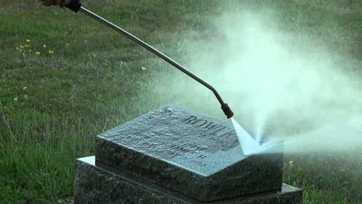 Power-washing and cleaning of tombstones, graves, markers in London, ON. Done by Jackson Monuments.