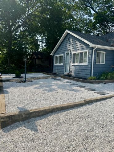 Gravel and stepping stone install
