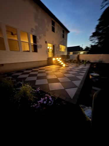 Pavers,Plants,shrubs,flowers,outdoor lighting backyard stairs install