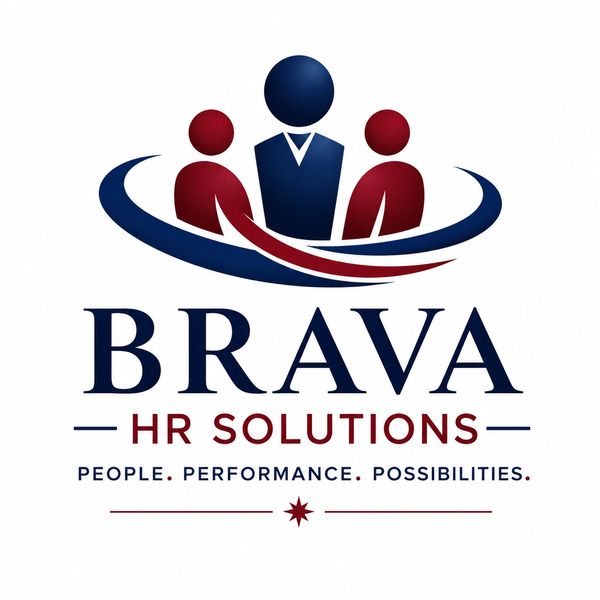 Logo of BRAVA HR Solutions with human figures and tagline.