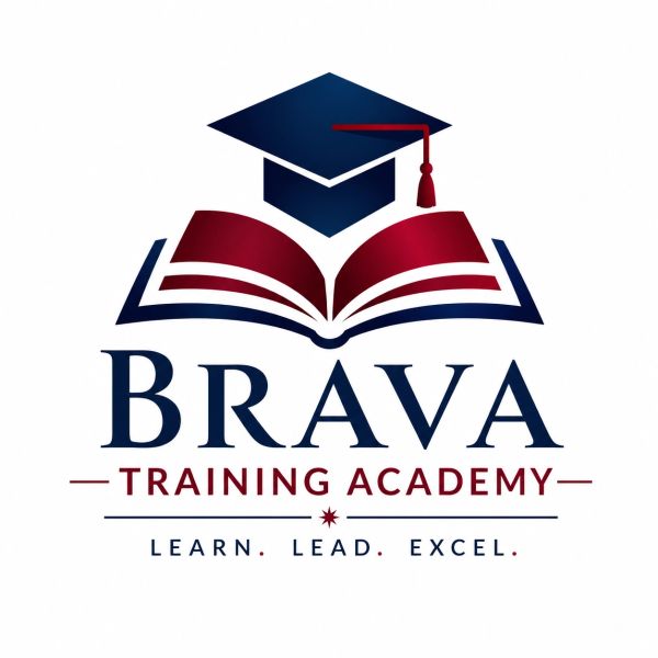 Logo of Brava Training Academy with a graduation cap and open book.