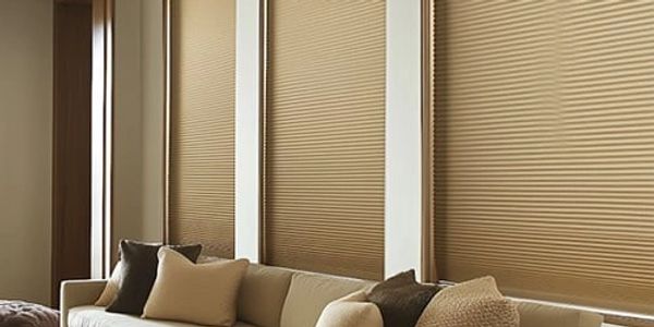 Cellular Honeycomb Window Shades Blocking out light in a living room