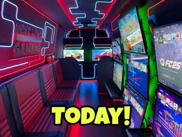 Gaming Van Party for Wokingham. Gaming Van for Children's Parties. Gaming Parties. Gaming Bus.