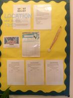 pin board showing details of activities for Sports Relief.