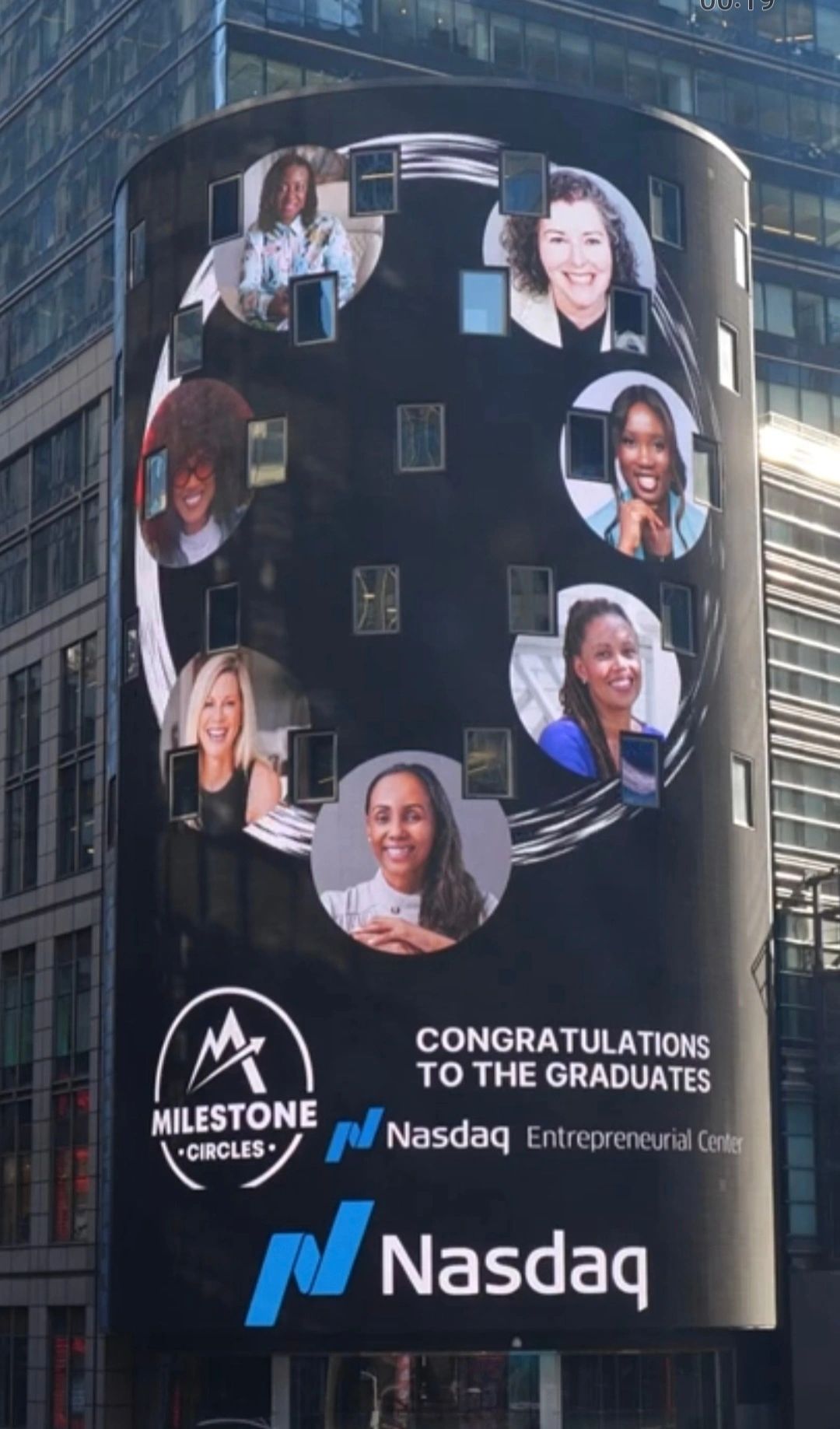 LGC Founder, Sophia Harris, MBA on NASDAQ Marketsite Tower Time Square NYC